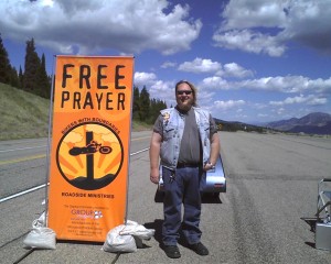 Set up in a truck pull-out near Afton, Wyoming. 